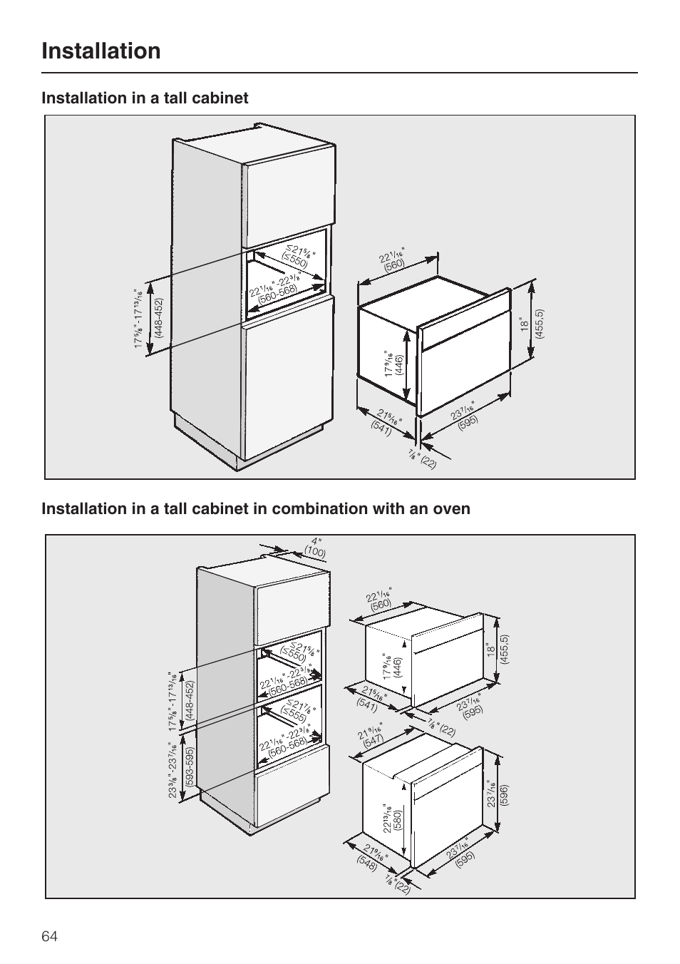 Installation | Miele H4080BM User Manual | Page 64 / 68