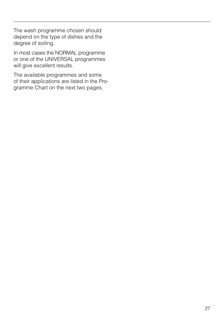 Choosing a programme 27, Choosing a programme | Miele G 879 SCVI User Manual | Page 27 / 76
