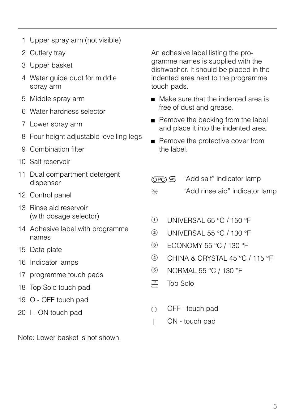 Control panel 5, Important safety instructions 6, Control panel | Guide to the appliance | Miele G 879 SCVI User Manual | Page 5 / 76