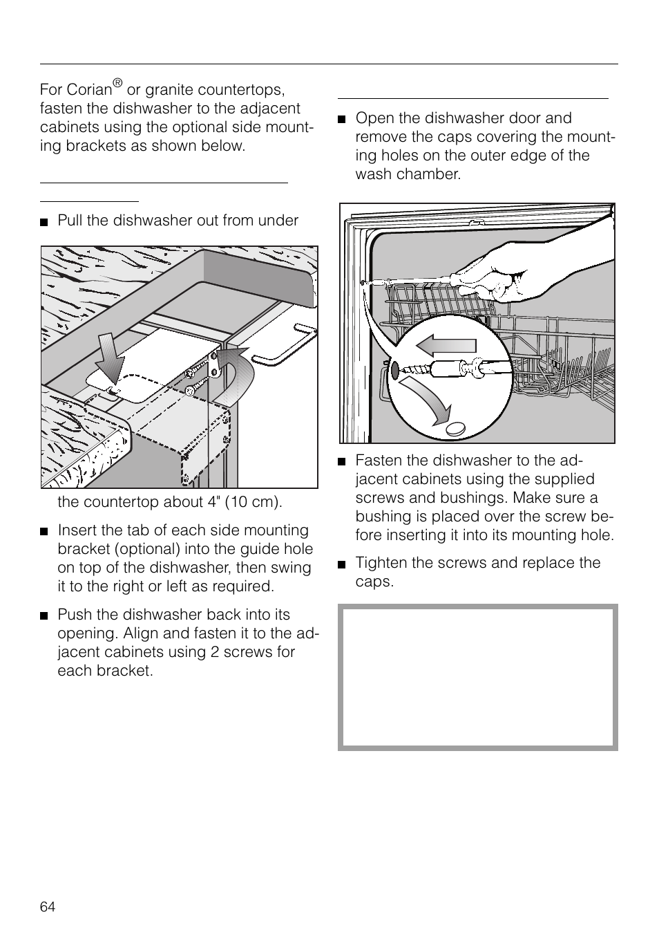 Dishwasher installation | Miele G 879 SCVI User Manual | Page 64 / 76