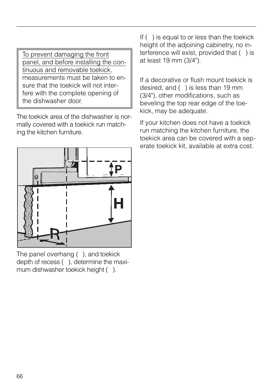Installing the toekick. 66, Electrical connection 67, Installing the toekick | Dishwasher installation | Miele G 879 SCVI User Manual | Page 66 / 76