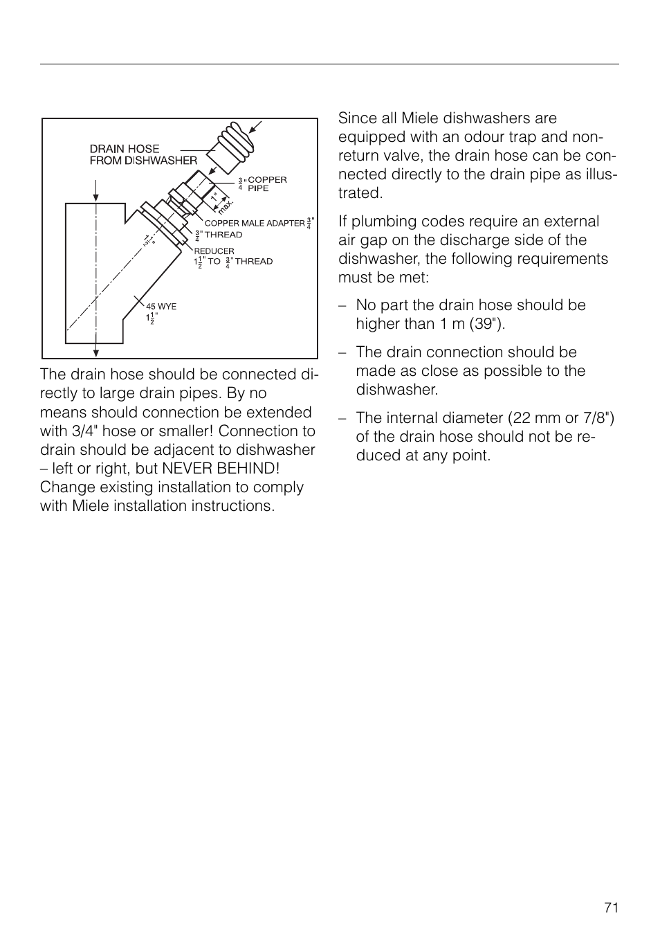 Plumbing | Miele G 879 SCVI User Manual | Page 71 / 76