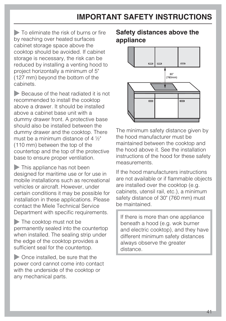 Important safety instructions | Miele KM5753 User Manual | Page 41 / 52