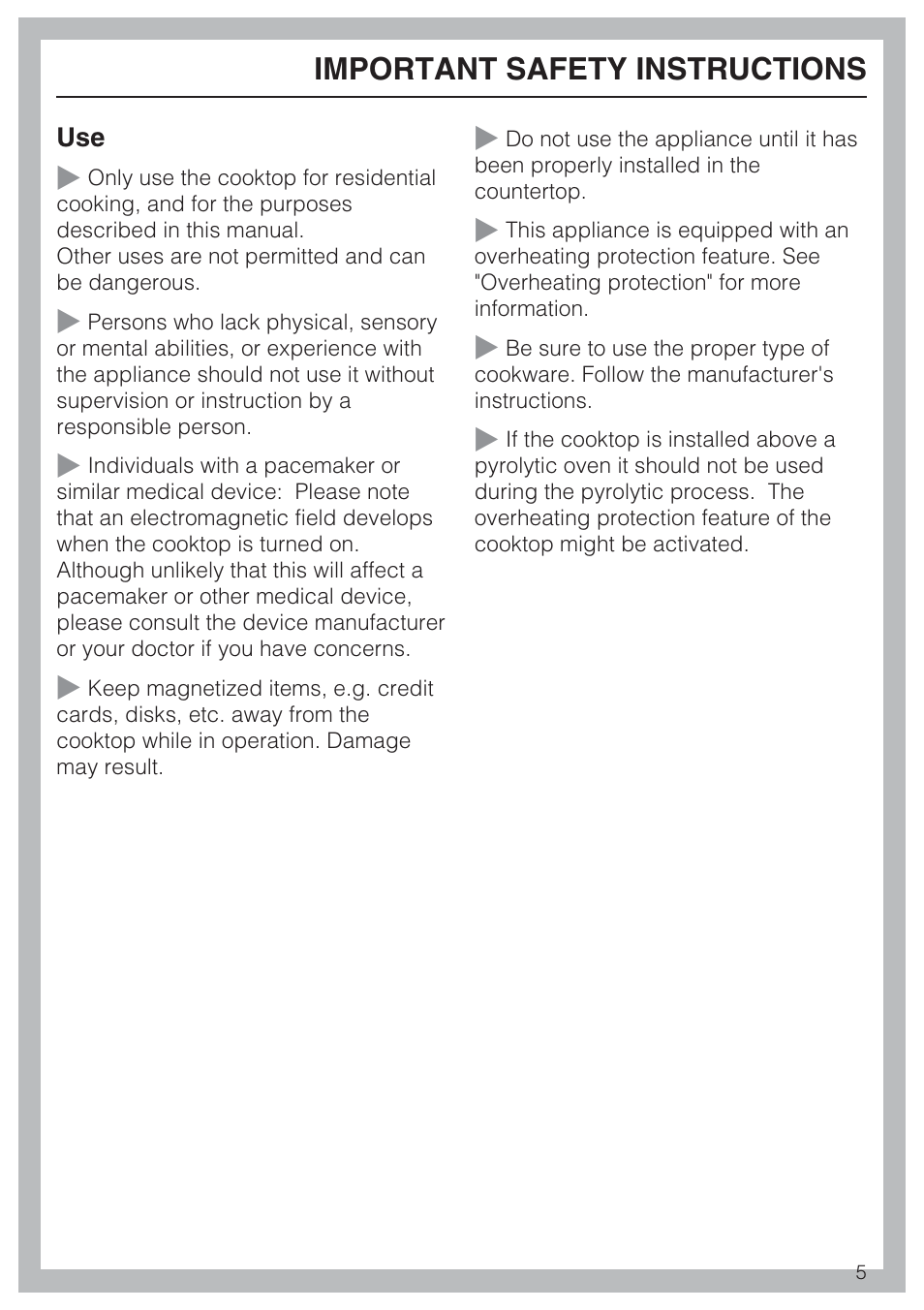 Important safety instructions | Miele KM5753 User Manual | Page 5 / 52