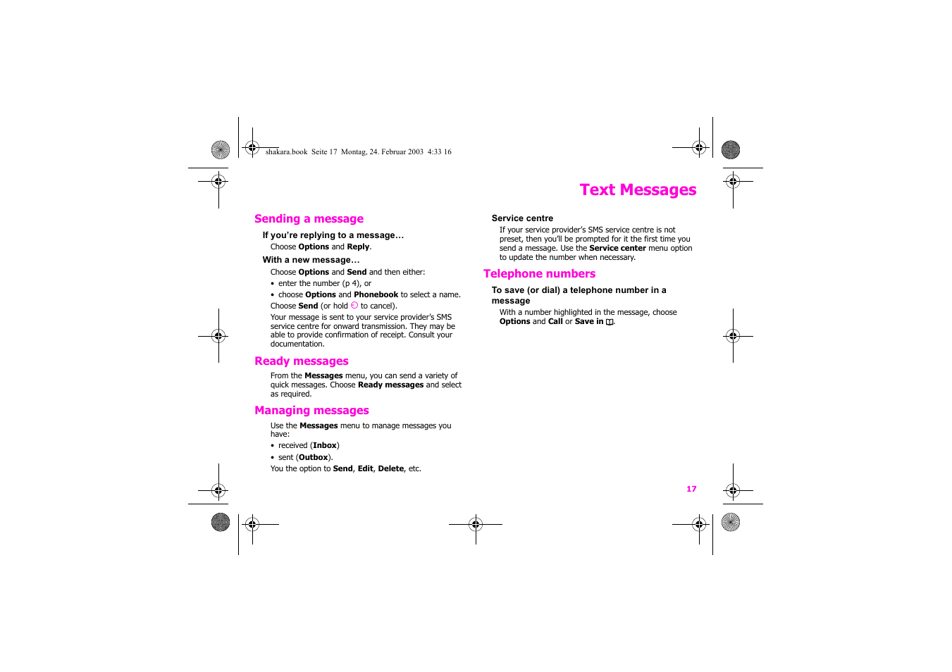 Text messages | Siemens Xelibri 3 User Manual | Page 18 / 34