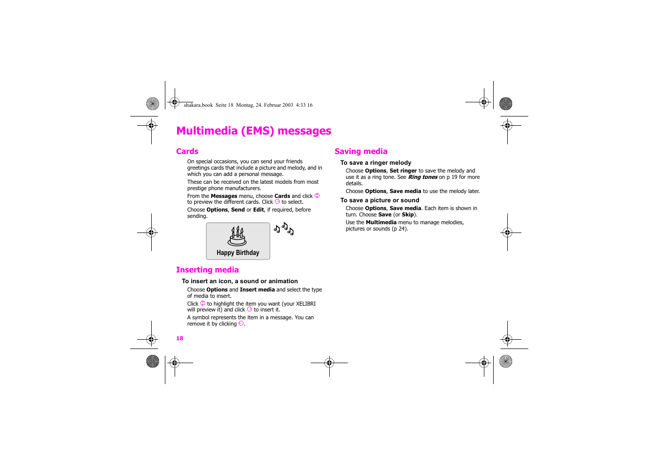 Multimedia (ems) messages | Siemens Xelibri 3 User Manual | Page 19 / 34