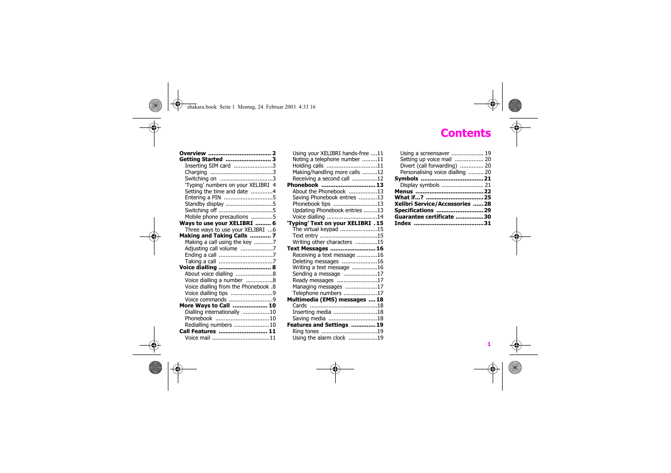 Siemens Xelibri 3 User Manual | Page 2 / 34