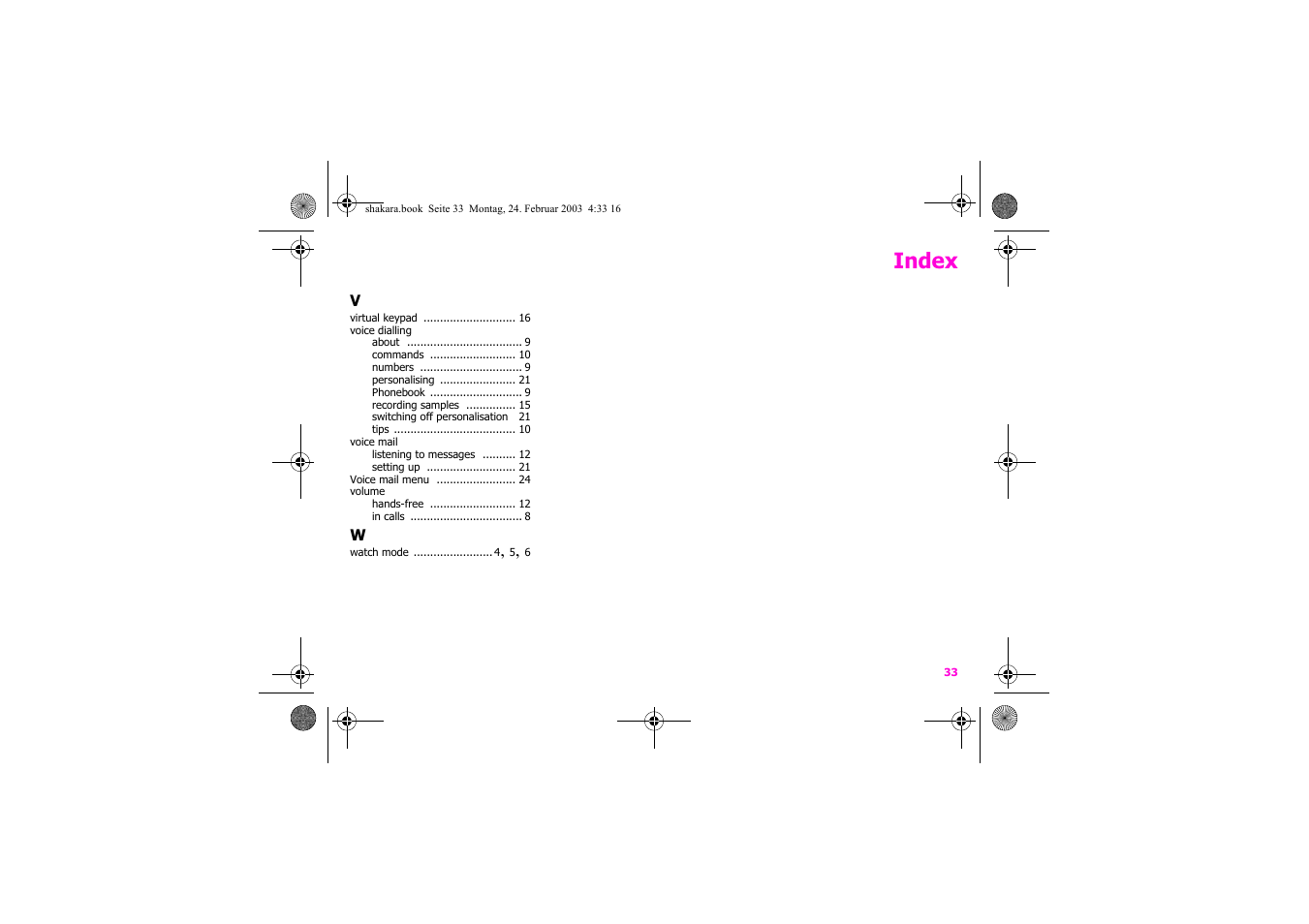 Index | Siemens Xelibri 3 User Manual | Page 34 / 34