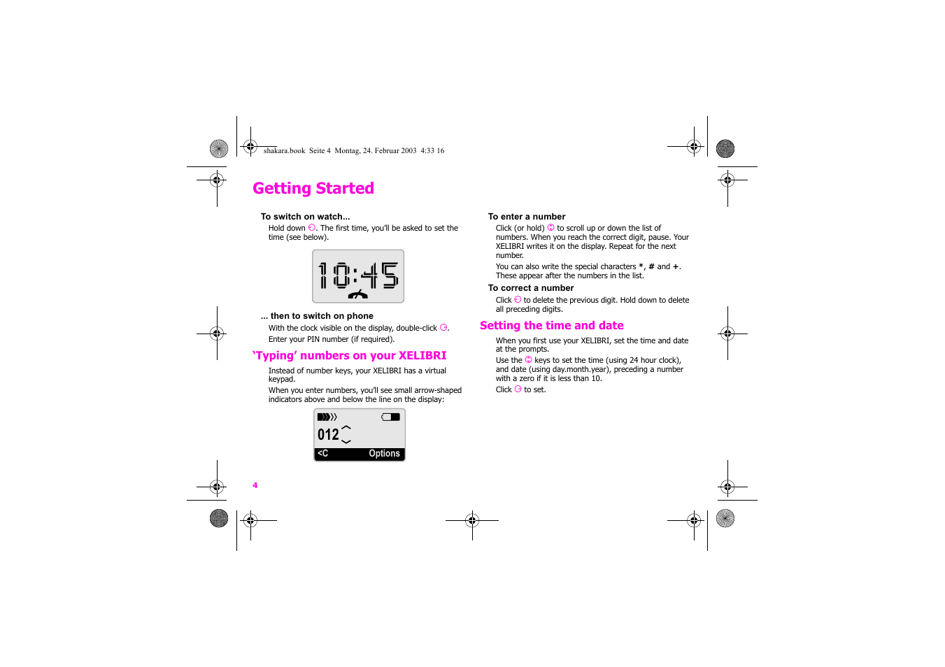 Getting started | Siemens Xelibri 3 User Manual | Page 5 / 34
