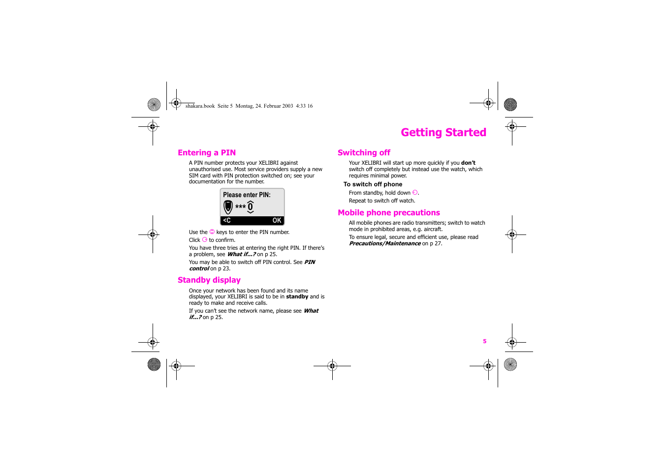 Getting started | Siemens Xelibri 3 User Manual | Page 6 / 34