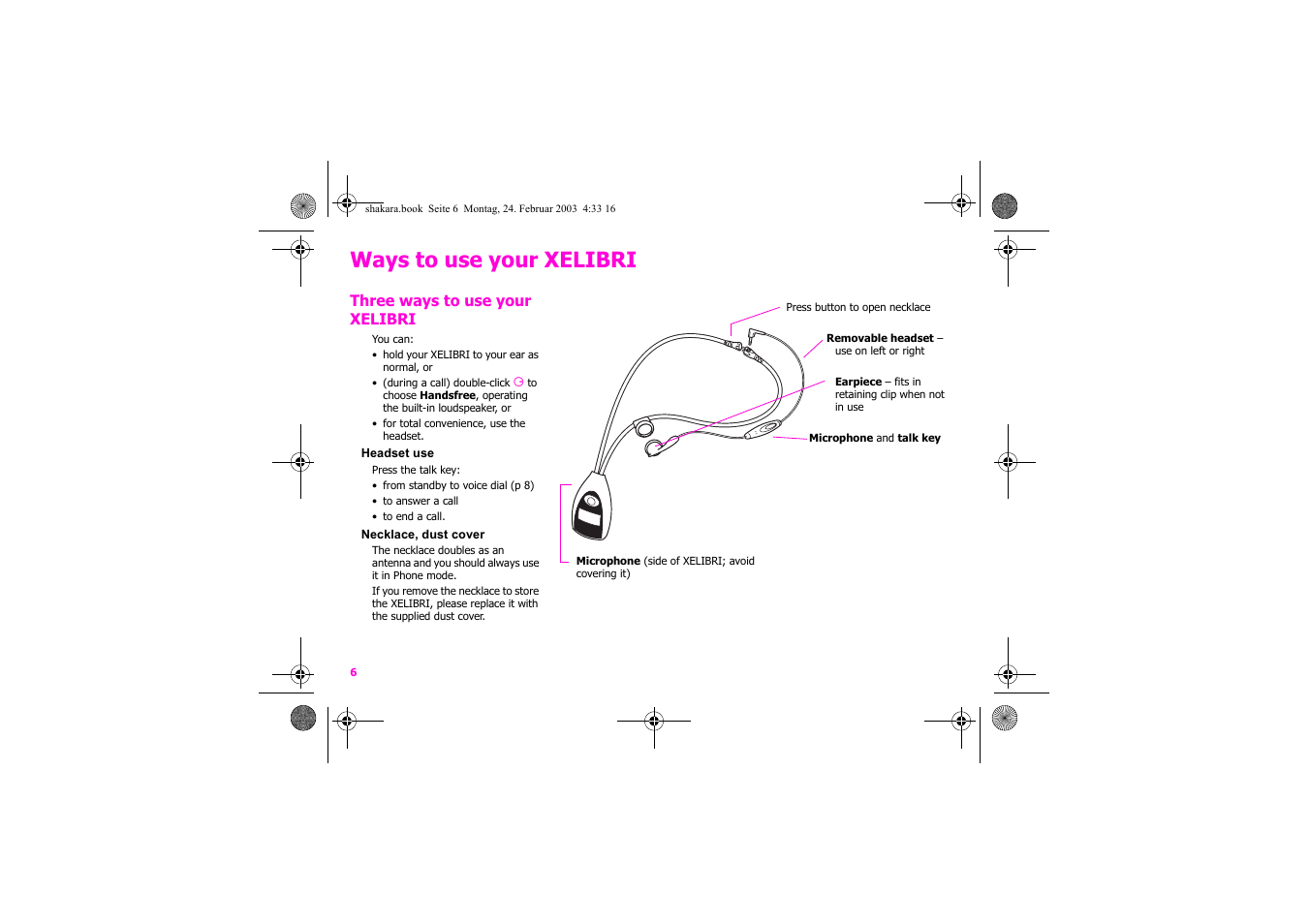 Ways to use your xelibri | Siemens Xelibri 3 User Manual | Page 7 / 34
