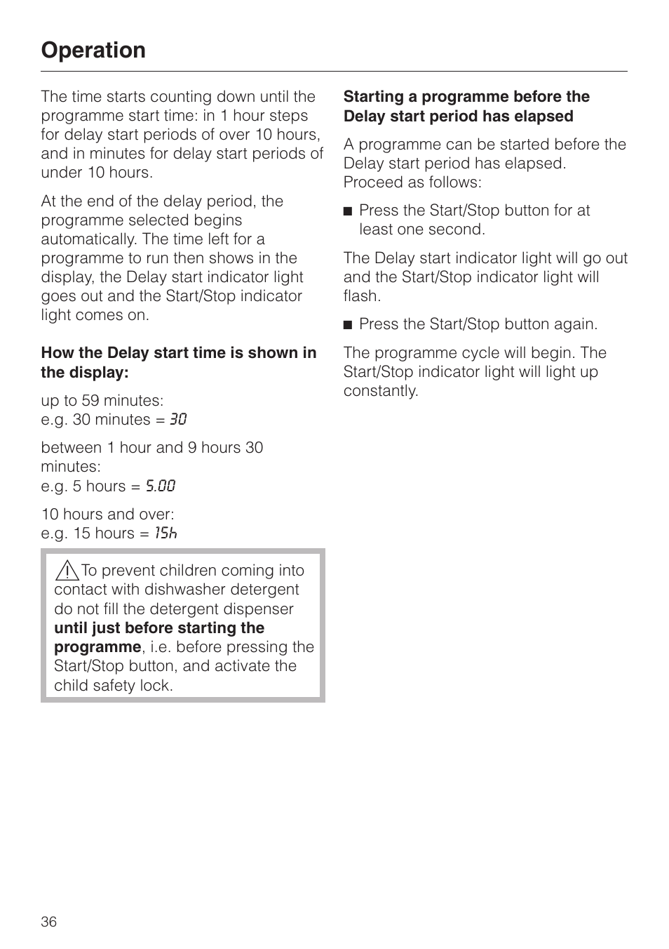 Operation | Miele 06 702 810 User Manual | Page 36 / 64