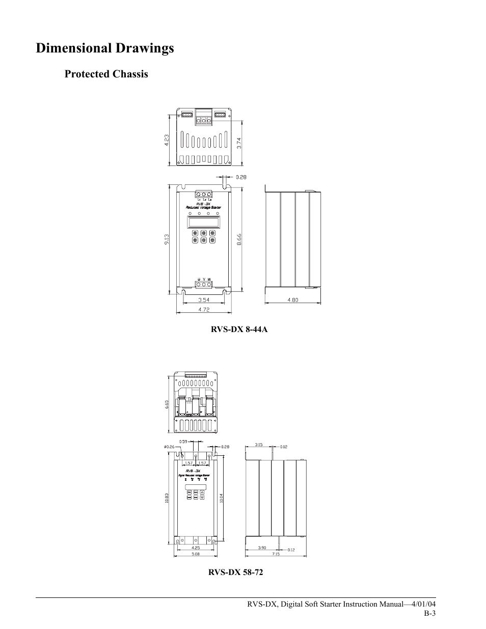 Dimensional drawings | Magnetek 188-10130 User Manual | Page 62 / 67