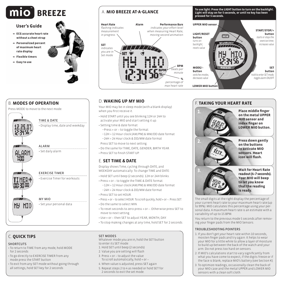 Mio Watch Heart Rate Monitor User Manual | 2 pages