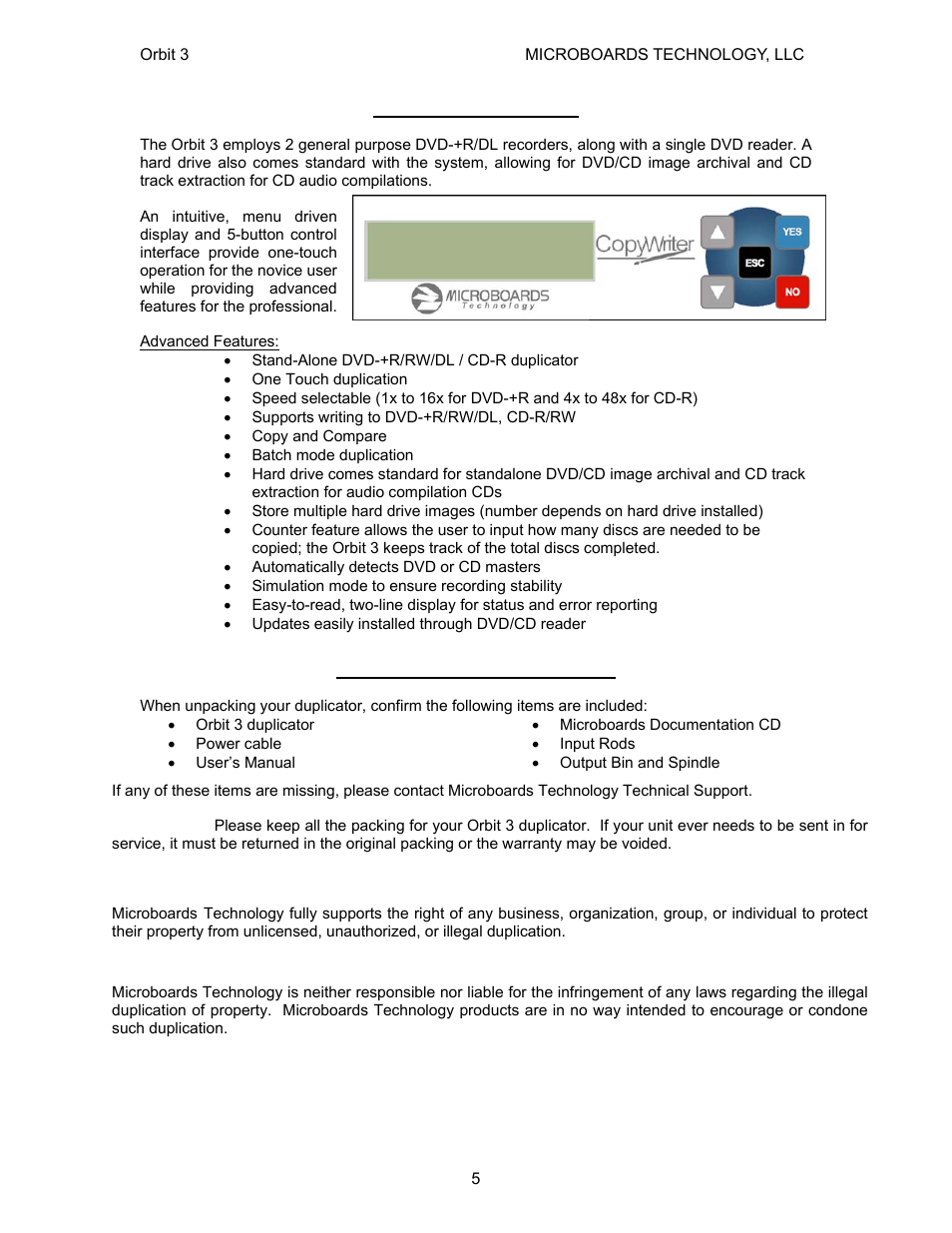 System overview, Unpacking your system | MicroBoards Technology Orbit 3 User Manual | Page 5 / 16