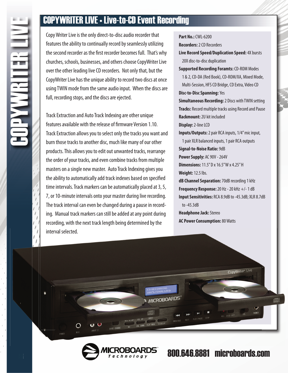 MicroBoards Technology CWL-6200 User Manual | 1 page