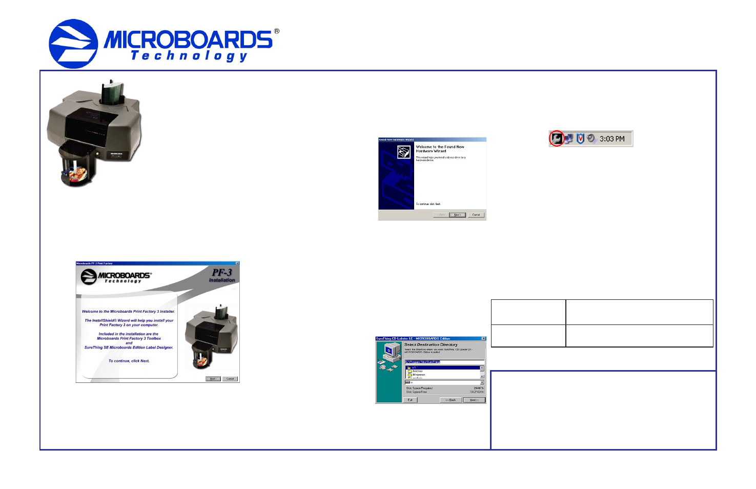 MicroBoards Technology PF-3 User Manual | 2 pages