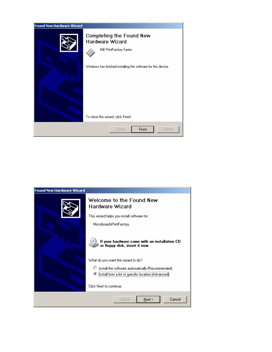 Windows xp install procedures | MicroBoards Technology Print Factory User Manual | Page 11 / 41