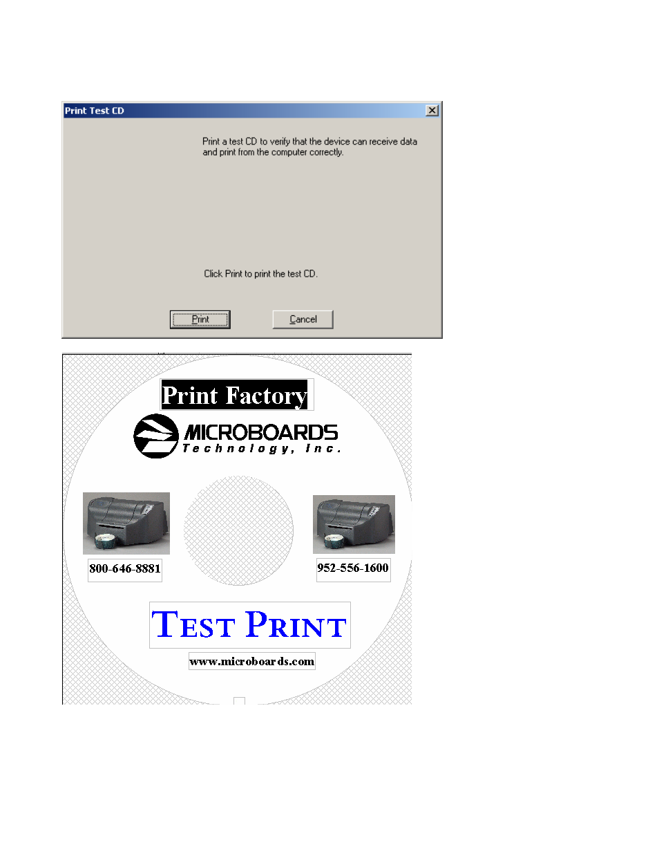 Print test cd | MicroBoards Technology Print Factory User Manual | Page 35 / 41