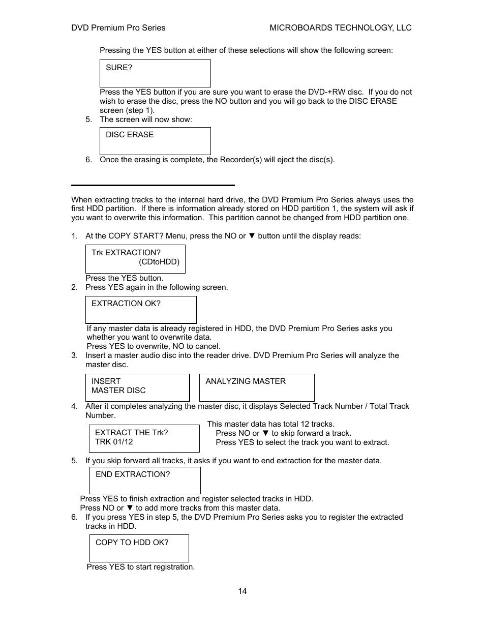 Track extraction (for cd only) | MicroBoards Technology Premium Pro User Manual | Page 14 / 23