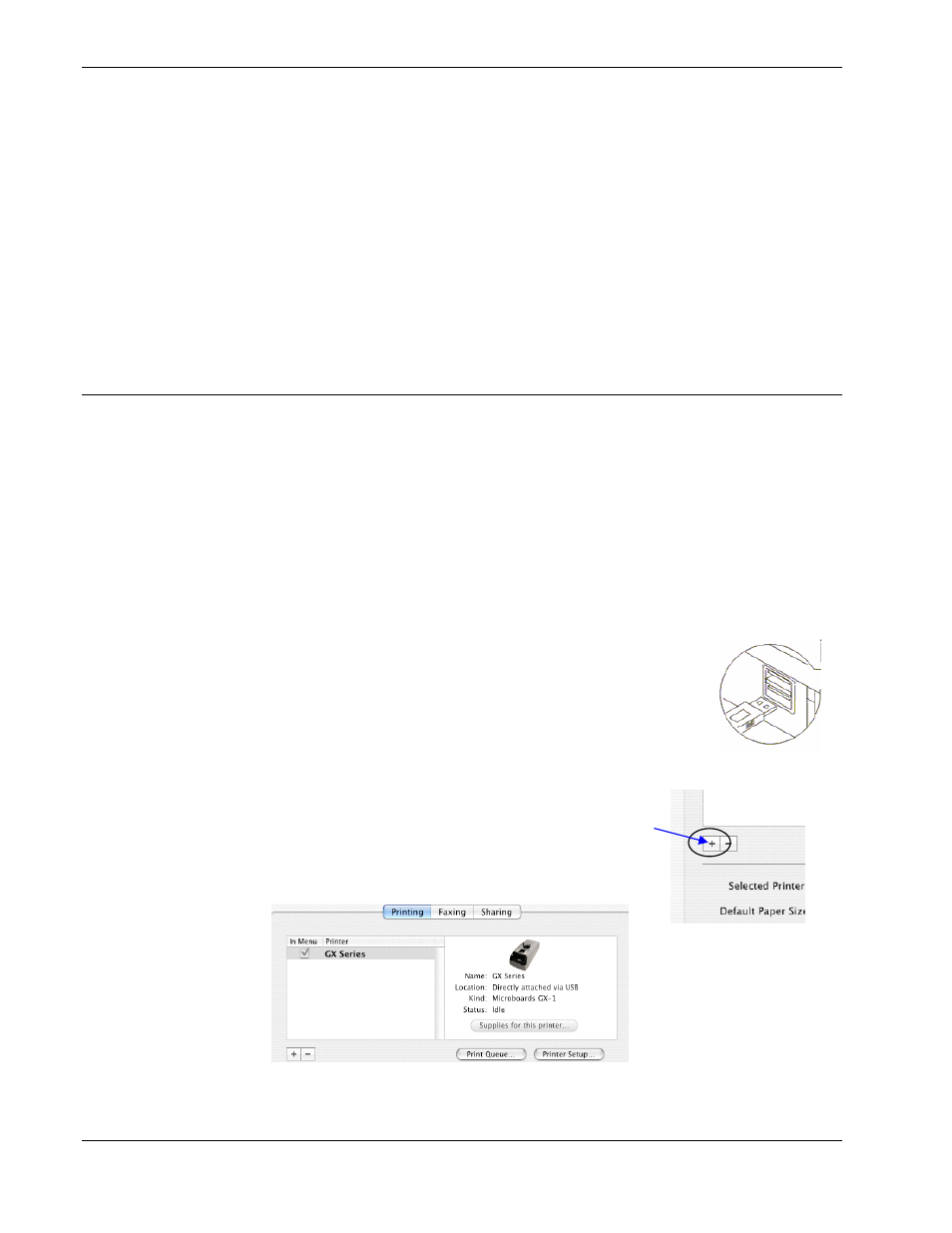 Installation of drivers and software, Connecting to a mac, Driver installation | Adding the gx auto printer | MicroBoards Technology GX Auto Printer User Manual | Page 8 / 14
