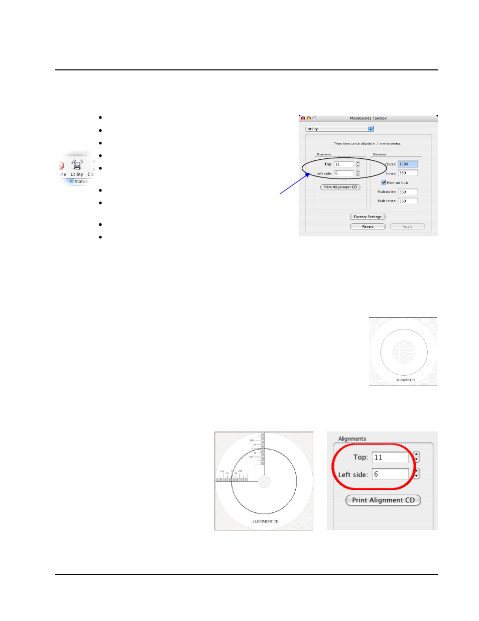 Setting printer alignment, Alignment, Print alignment cd | MicroBoards Technology GX Auto Printer User Manual | Page 9 / 14