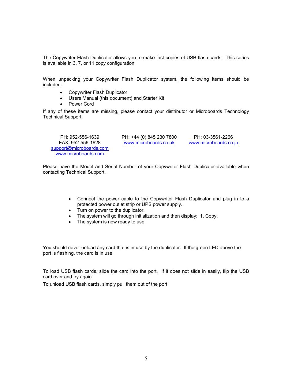 Introduction, Installation, Loading and unloading flash cards | What’s included, Usb flash | MicroBoards Technology Copywriter Flash Duplicator User Manual | Page 5 / 13