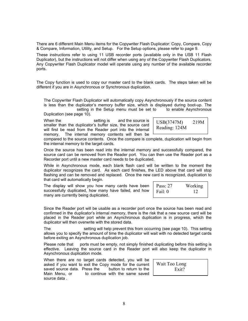 Main menu | MicroBoards Technology Copywriter Flash Duplicator User Manual | Page 8 / 13