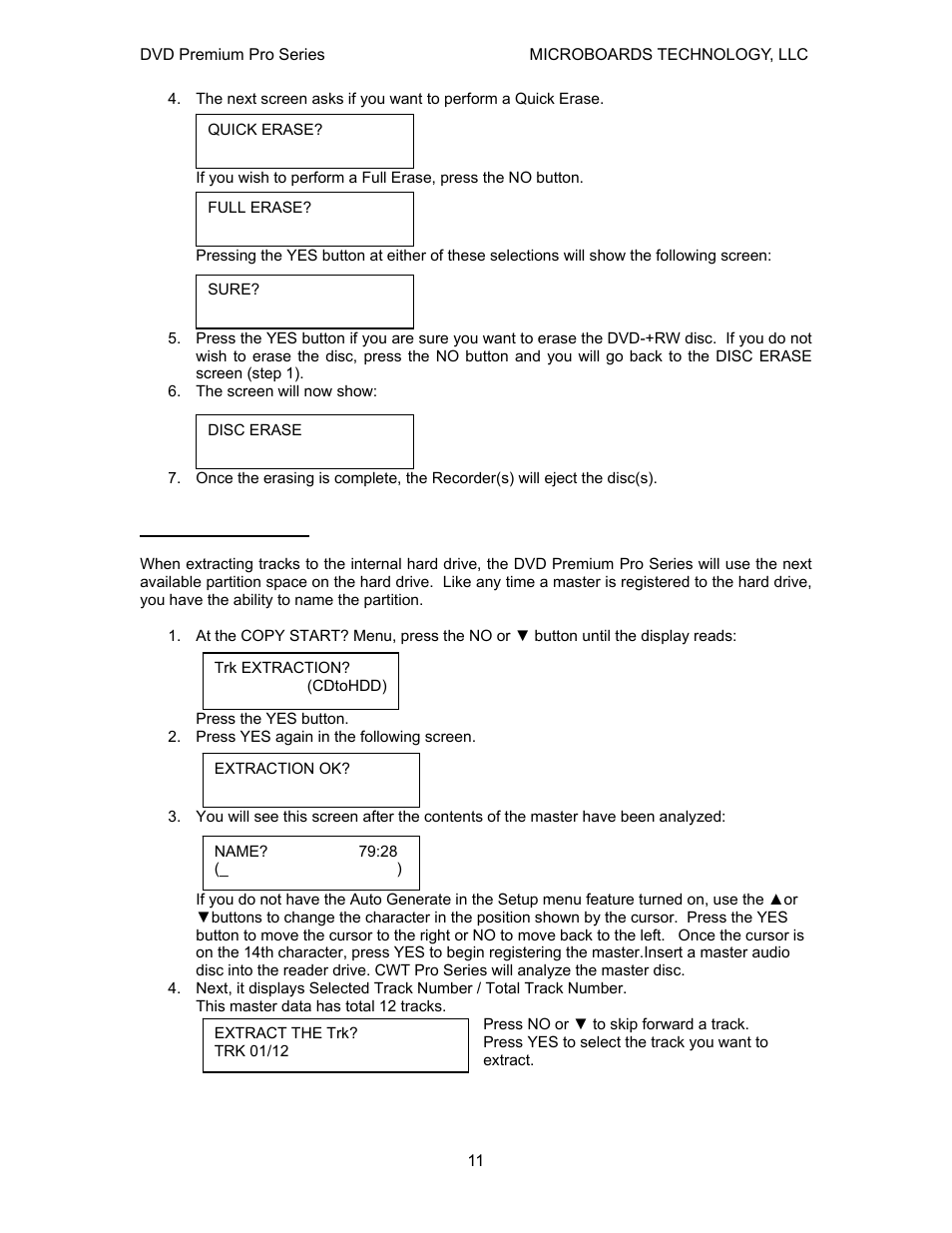 Track extraction | MicroBoards Technology Premium Pro Series User Manual | Page 11 / 23