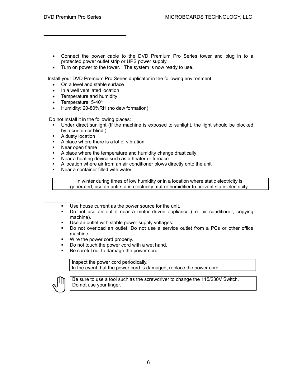 Installation requirements | MicroBoards Technology Premium Pro Series User Manual | Page 6 / 23