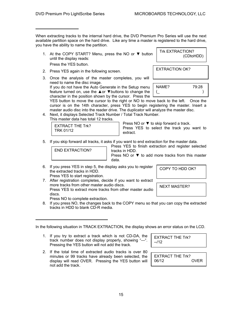 Track extraction | MicroBoards Technology LightScribe Series User Manual | Page 15 / 26