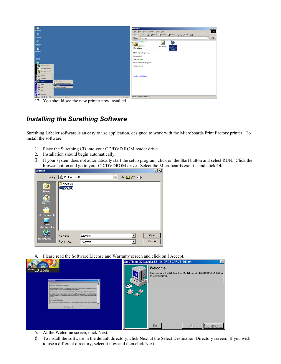 Installing the surething software | MicroBoards Technology PF-2 User Manual | Page 5 / 9