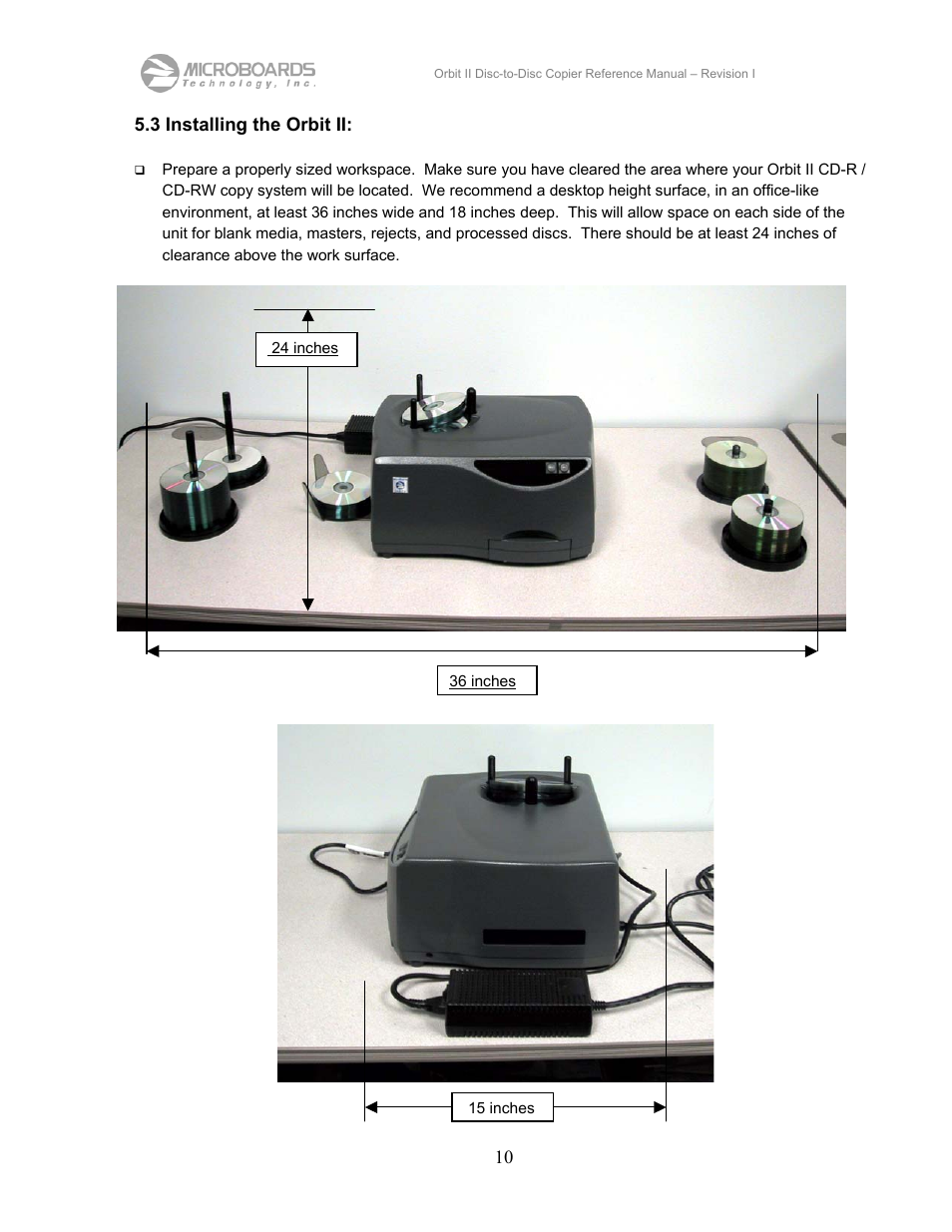 3 installing the orbit ii | MicroBoards Technology CD Disc-to-Disc Office Copier II User Manual | Page 10 / 39