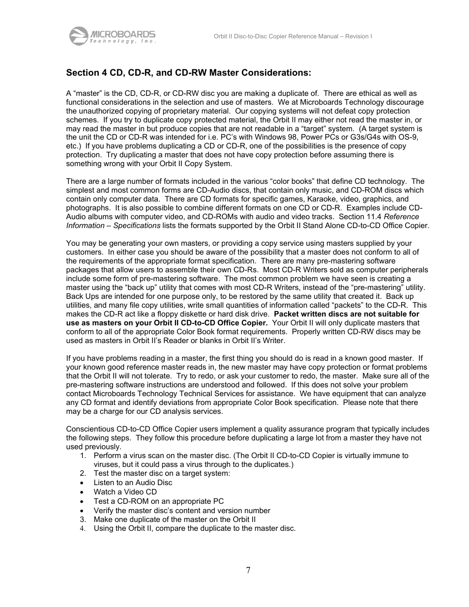 MicroBoards Technology CD Disc-to-Disc Office Copier II User Manual | Page 7 / 39