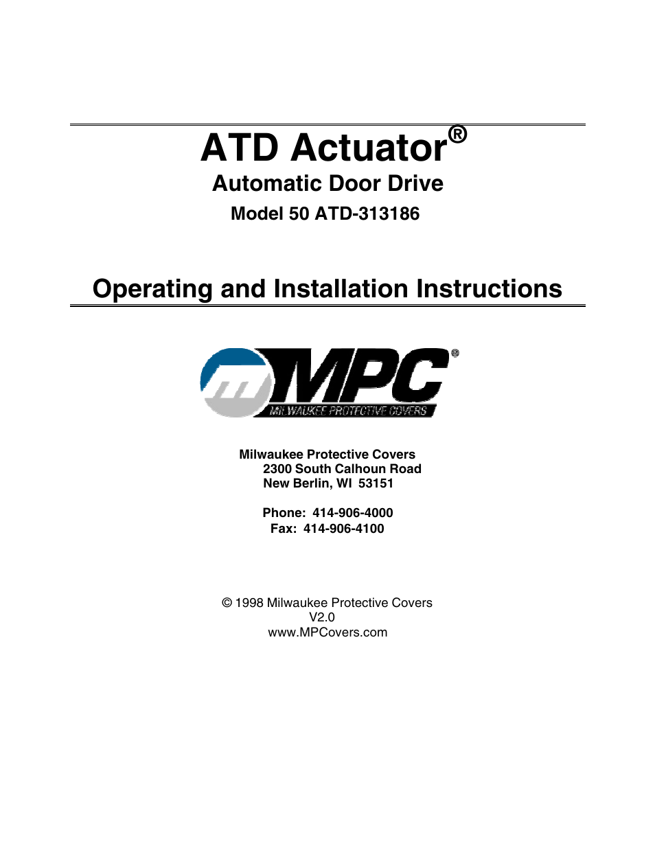 MPC ATD ACTUATOR 50 ATD-313186 User Manual | 29 pages