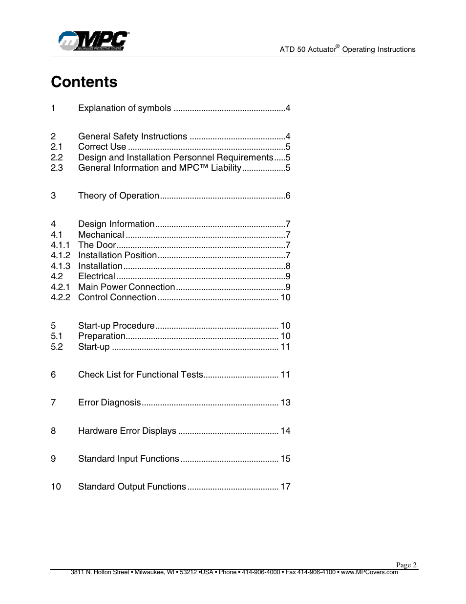 MPC ATD ACTUATOR 50 ATD-313186 User Manual | Page 2 / 29