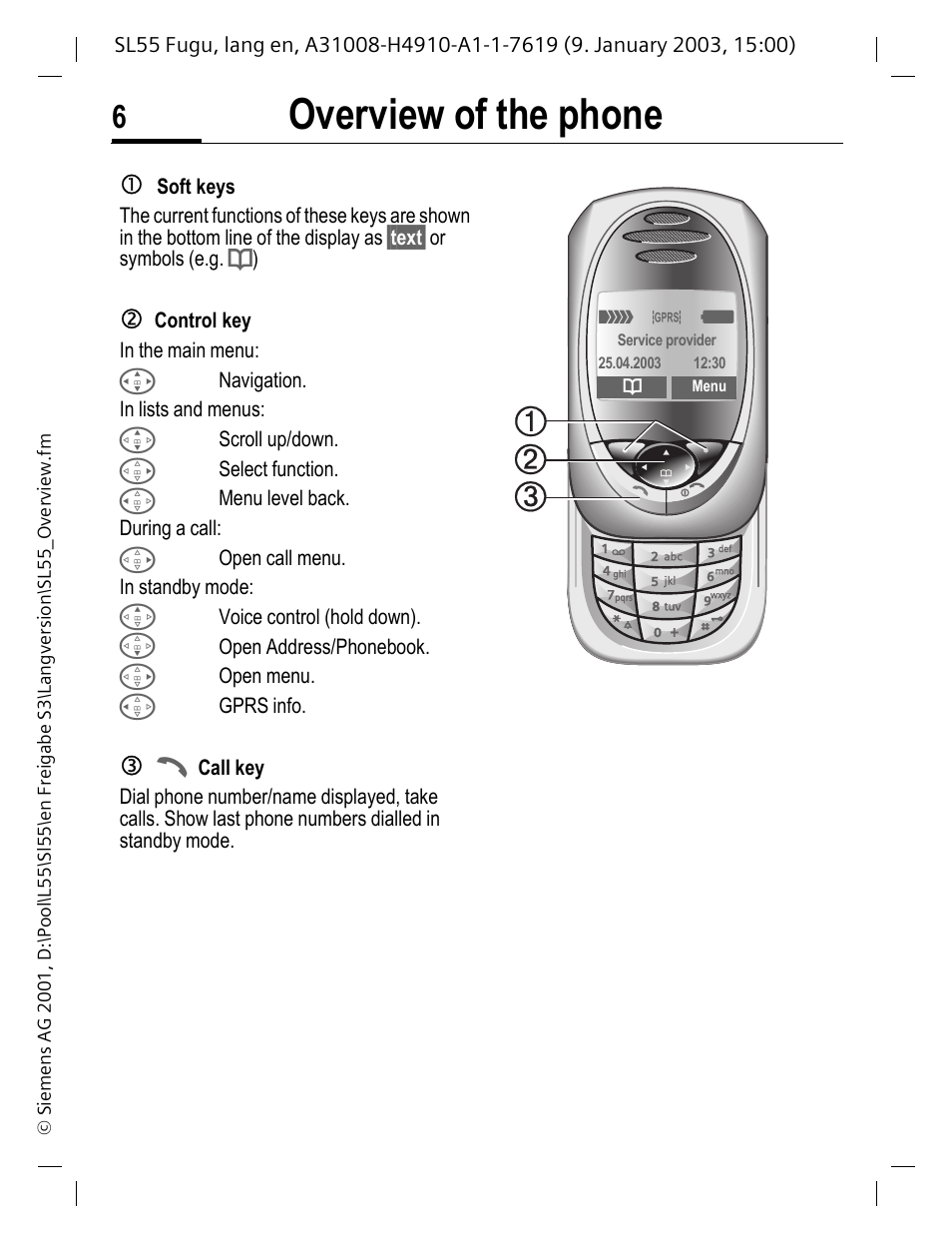 Overview of the phone | Siemens SL55 User Manual | Page 7 / 137