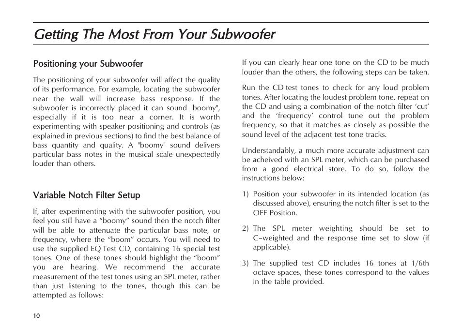 Getting t the m most ffrrom y yourr ssubw wooferr | Mordaunt-Short MS909W User Manual | Page 10 / 16