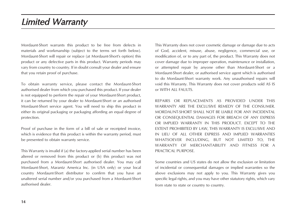 Mordaunt-Short MS909W User Manual | Page 14 / 16