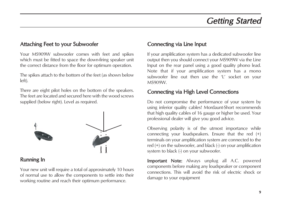Getting sstaarrted | Mordaunt-Short MS909W User Manual | Page 9 / 16