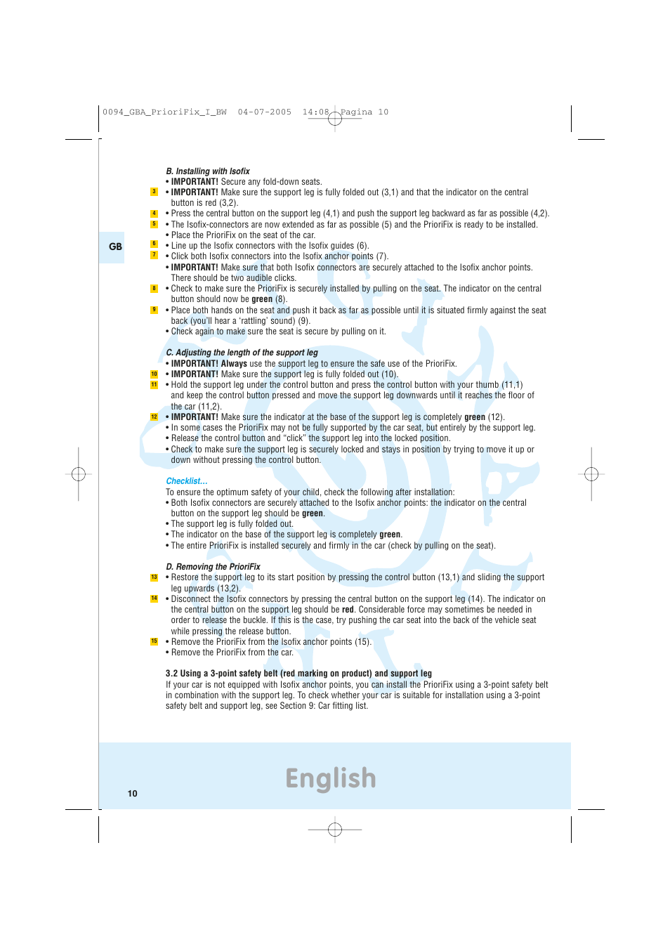 English | Maxi-Cosi Car Seat User Manual | Page 10 / 96