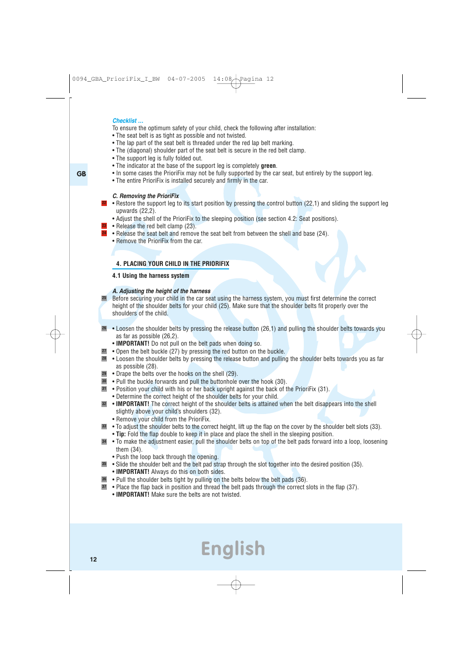 English | Maxi-Cosi Car Seat User Manual | Page 12 / 96