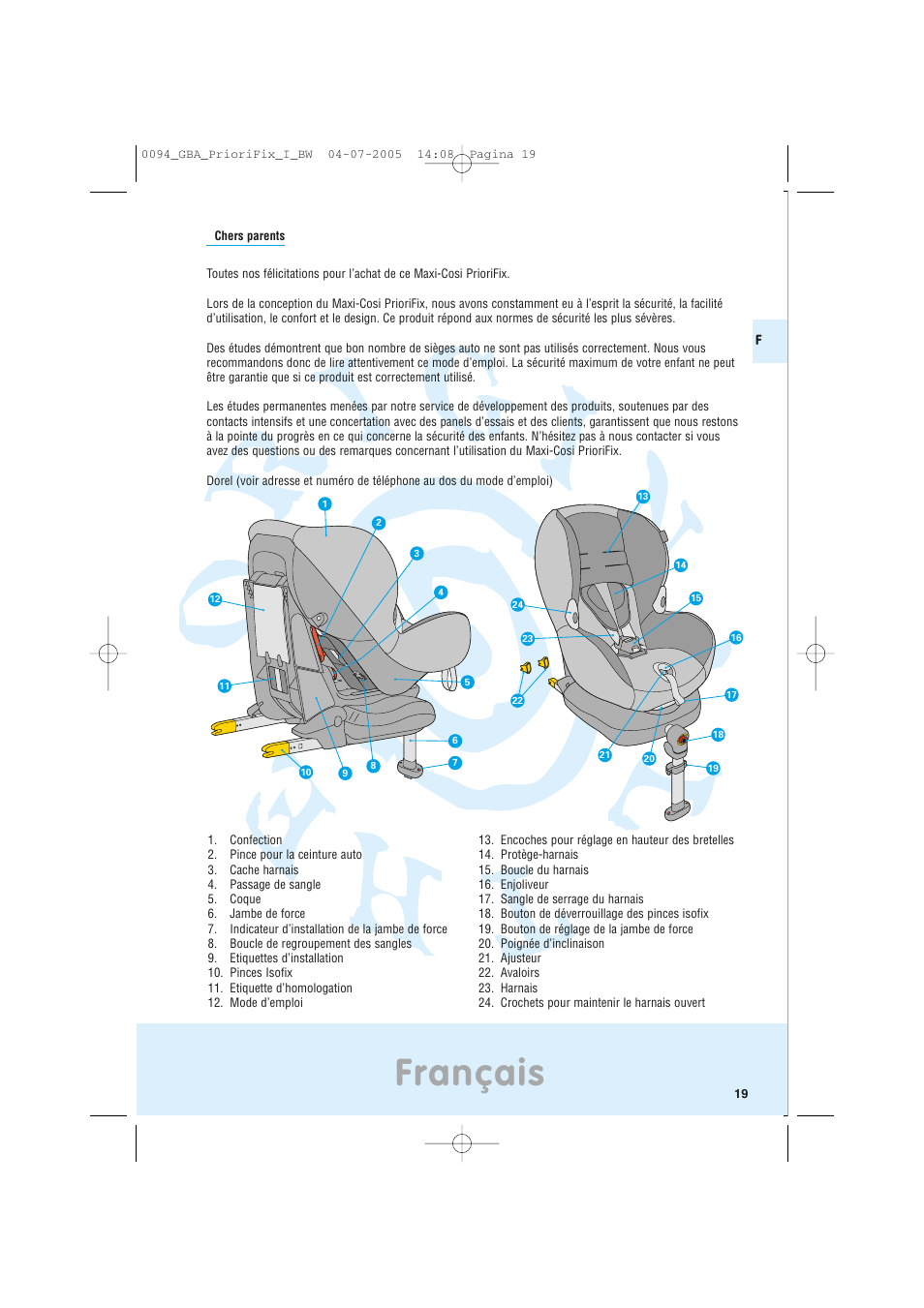 Français | Maxi-Cosi Car Seat User Manual | Page 19 / 96