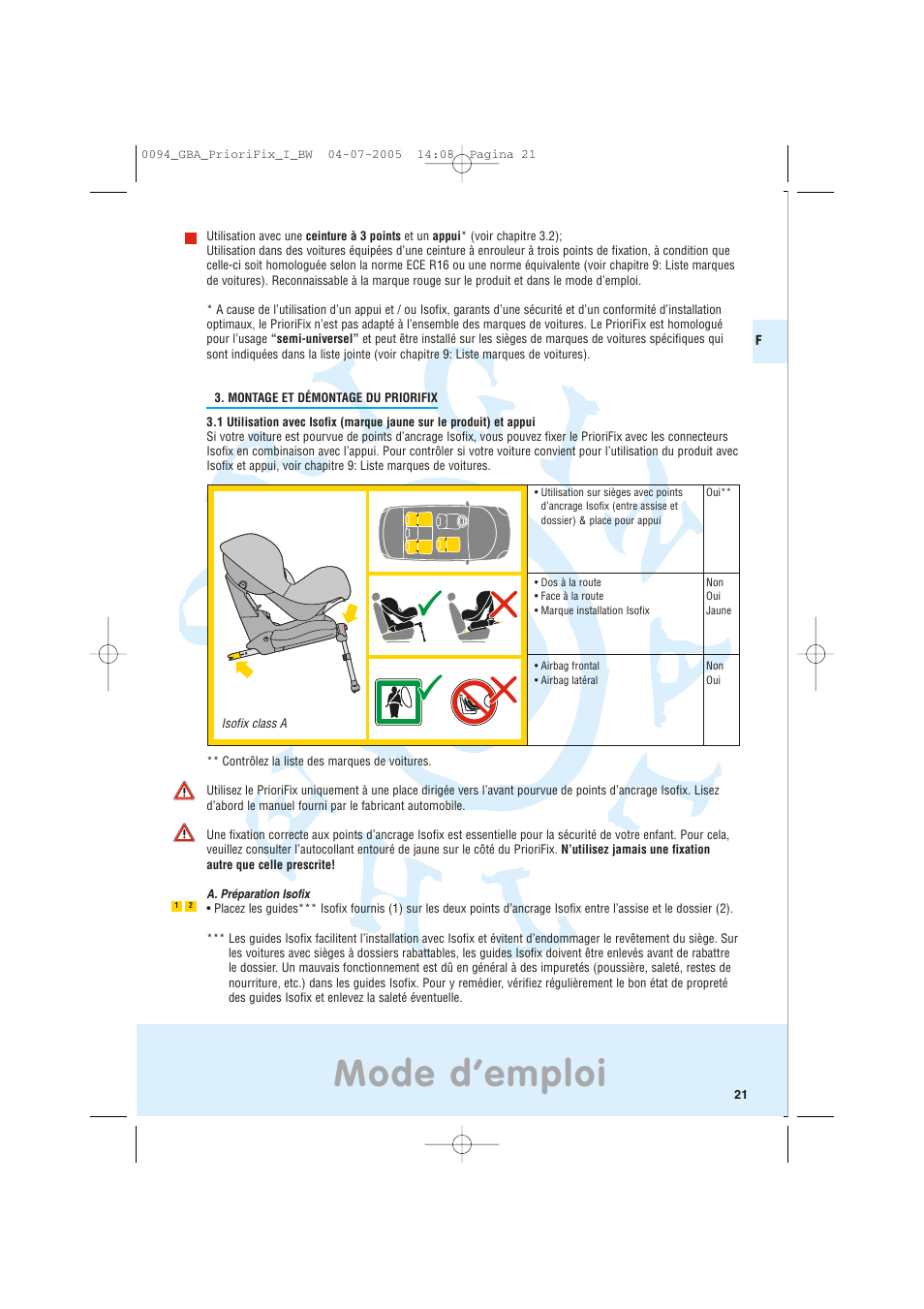 Mode d’emploi | Maxi-Cosi Car Seat User Manual | Page 21 / 96