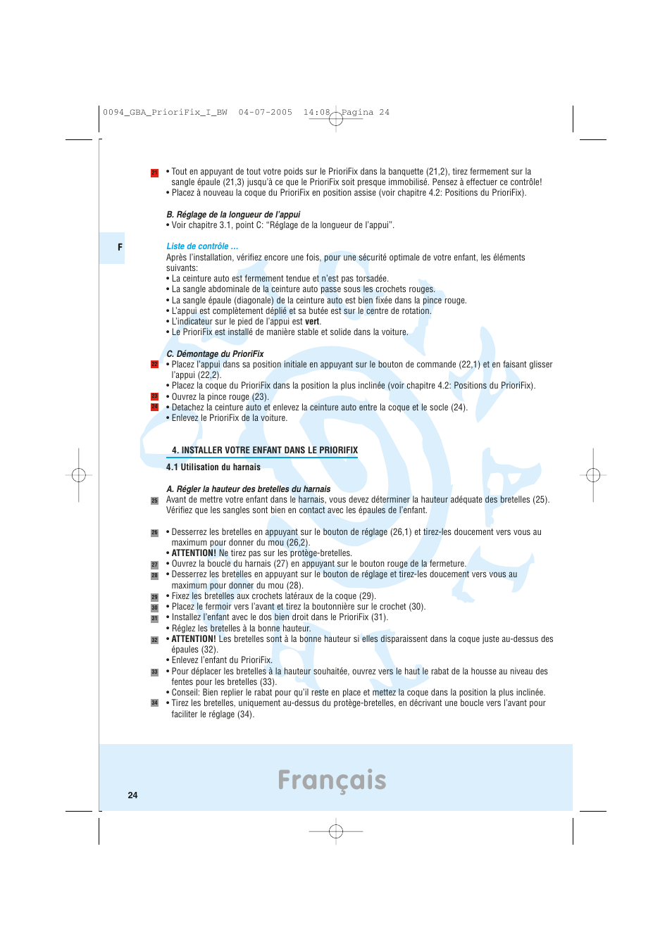 Français | Maxi-Cosi Car Seat User Manual | Page 24 / 96