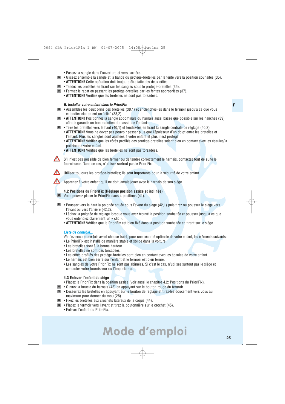 Mode d’emploi | Maxi-Cosi Car Seat User Manual | Page 25 / 96