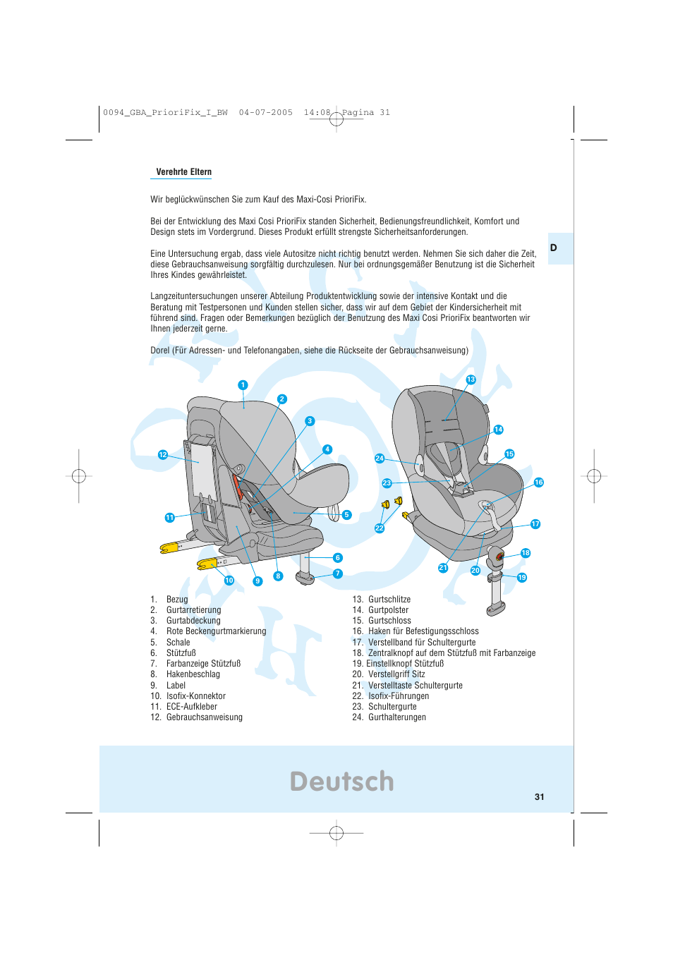 Deutsch | Maxi-Cosi Car Seat User Manual | Page 31 / 96