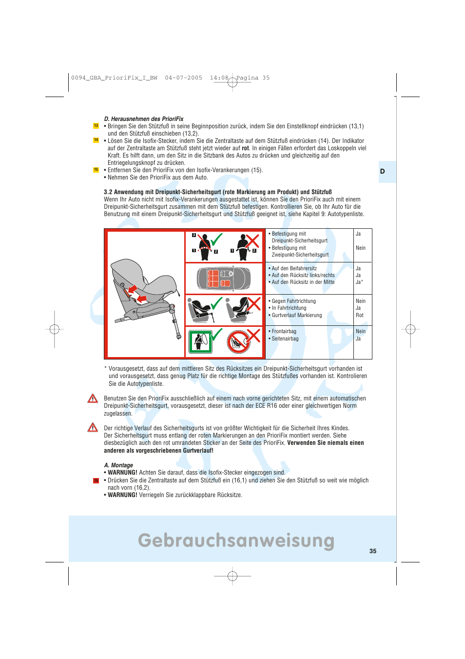 Gebrauchsanweisung | Maxi-Cosi Car Seat User Manual | Page 35 / 96