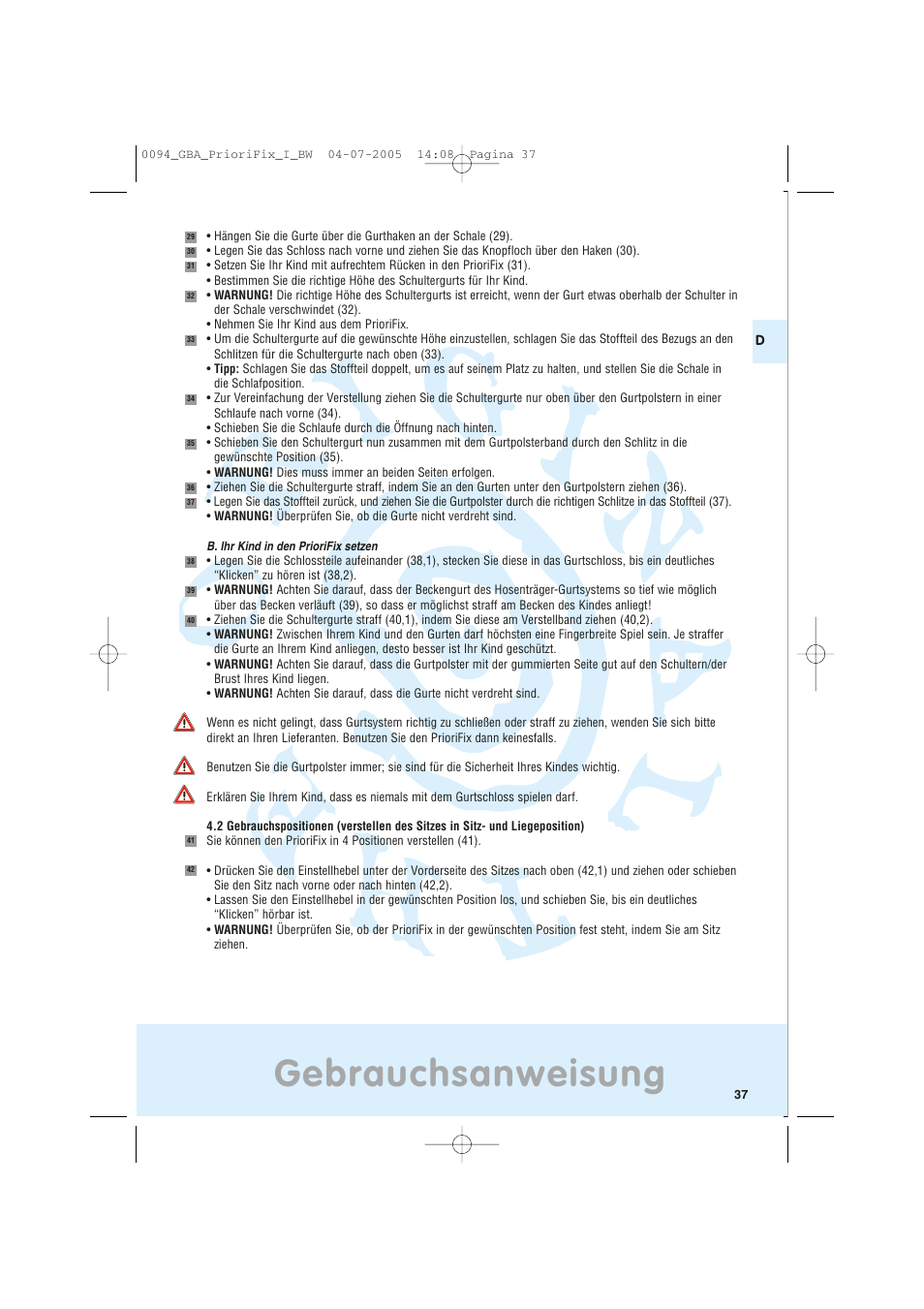 Gebrauchsanweisung | Maxi-Cosi Car Seat User Manual | Page 37 / 96