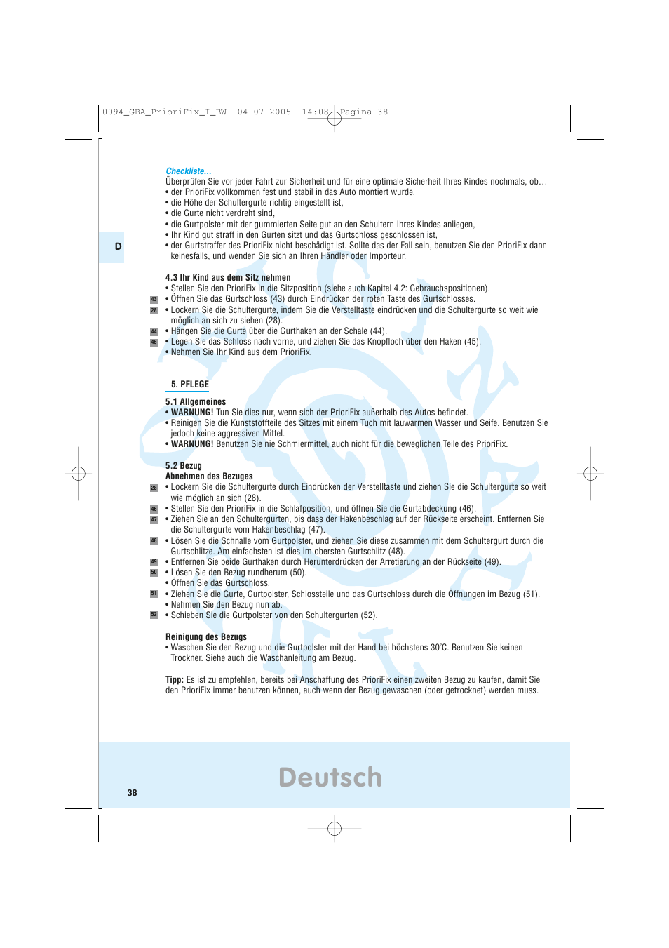 Deutsch | Maxi-Cosi Car Seat User Manual | Page 38 / 96